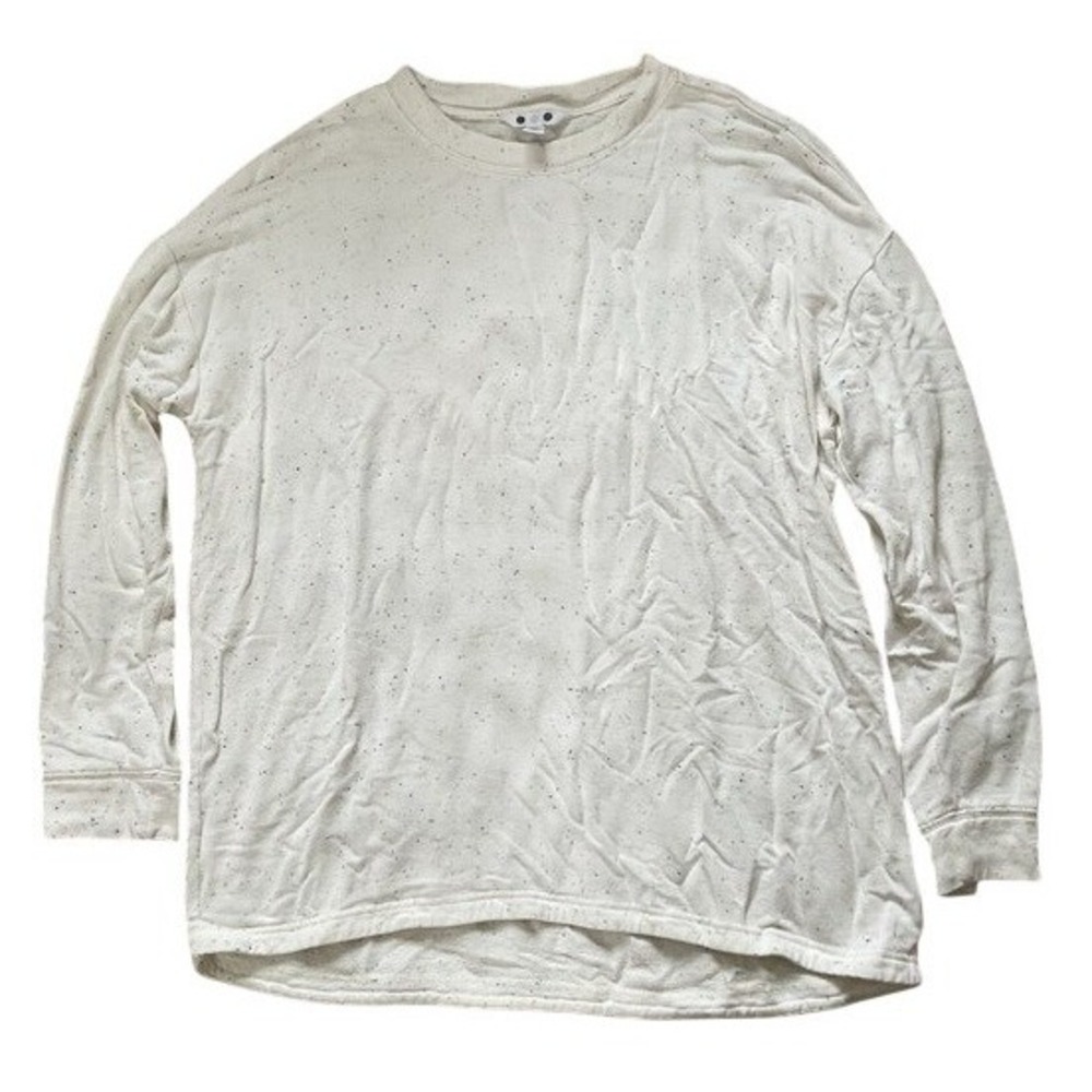 Three Dots Womens White Confetti Fleck Long‎ Sleeve Crewneck Top 1557205 Size M